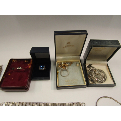 4384 - A jewellery box with contents including wristwatches, silver jewellery etc.