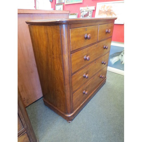 1139 - A Victorian mahogany two over three chest of drawers with key, rounded corners, 102cm tall x 102cm w... 