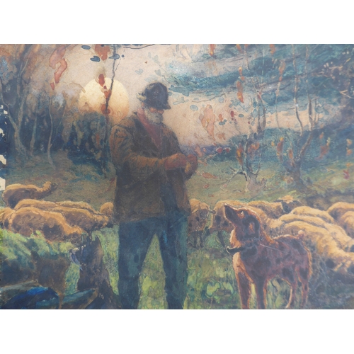 7005 - Four early 20th Century unframed watercolours to include - WILLIAM BROCK (1874-1953) Shepherd and do... 