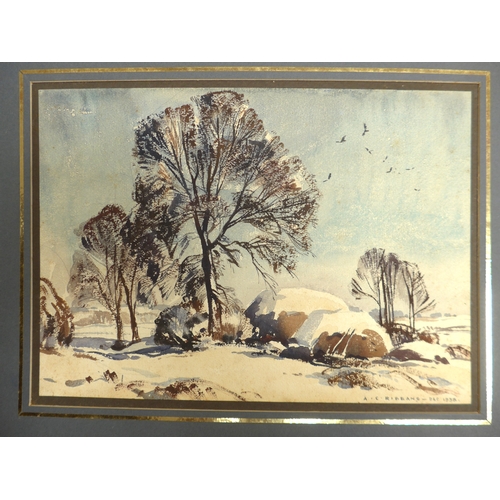 7005 - Four early 20th Century unframed watercolours to include - WILLIAM BROCK (1874-1953) Shepherd and do... 