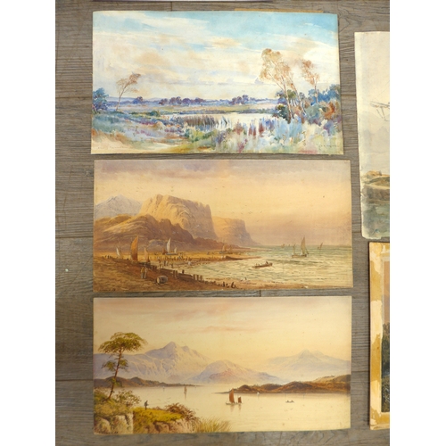 7006 - A collection of unframed 19th and early 20th Century watercolours, some mounted, artists include Edw... 