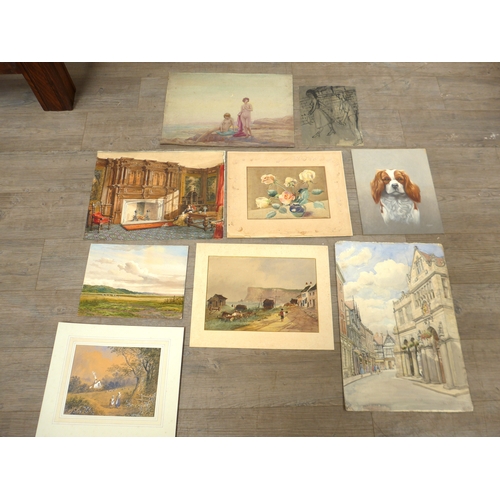 7006 - A collection of unframed 19th and early 20th Century watercolours, some mounted, artists include Edw... 