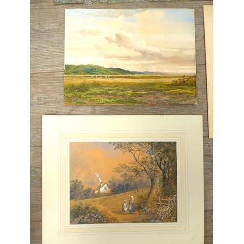 7006 - A collection of unframed 19th and early 20th Century watercolours, some mounted, artists include Edw... 