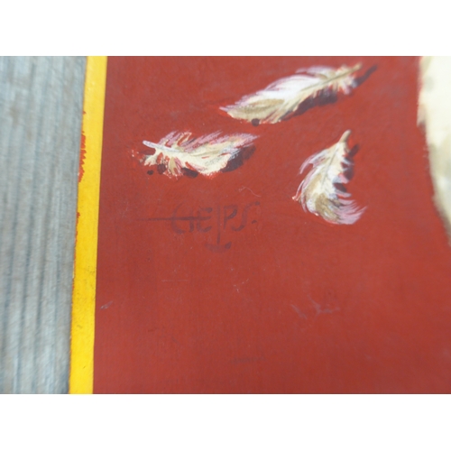 7008 - Two early 20th Century mixed media on card studies of Terriers, one titled 'A Feather in his Cap'. B... 