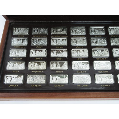 6325 - A commemorative set of 50 silver ingots celebrating '1000 years of British Monarchy', cased, Approx ... 