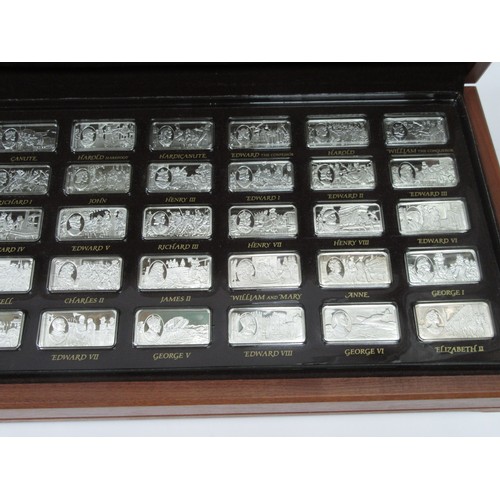 6325 - A commemorative set of 50 silver ingots celebrating '1000 years of British Monarchy', cased, Approx ... 