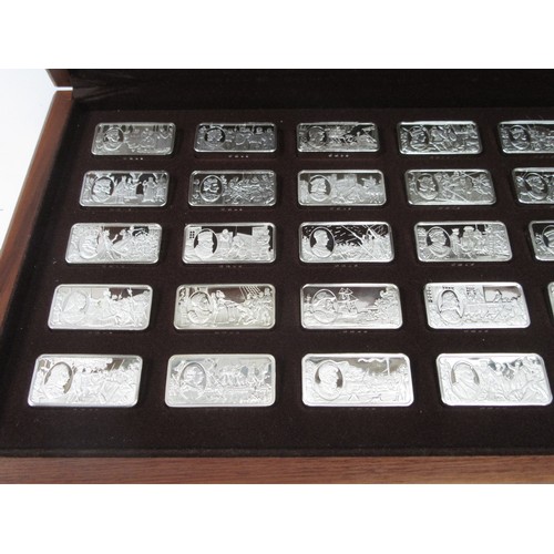 6325 - A commemorative set of 50 silver ingots celebrating '1000 years of British Monarchy', cased, Approx ... 