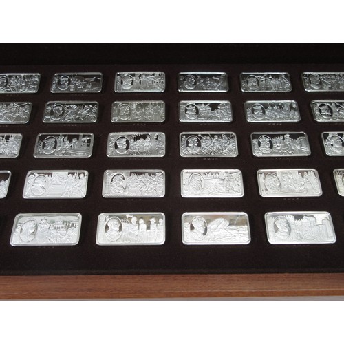 6325 - A commemorative set of 50 silver ingots celebrating '1000 years of British Monarchy', cased, Approx ... 