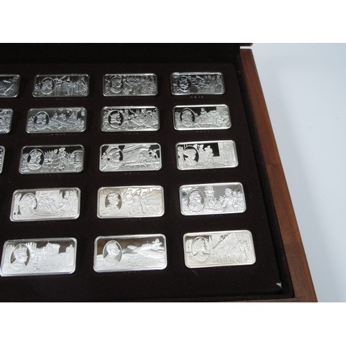 6325 - A commemorative set of 50 silver ingots celebrating '1000 years of British Monarchy', cased, Approx ... 