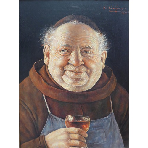 7039 - OTTO EICHINGER (1922-2004) A pair of oils on board, portraits of 'Merry Monks'. Both signed top righ... 