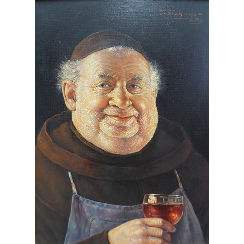 7039 - OTTO EICHINGER (1922-2004) A pair of oils on board, portraits of 'Merry Monks'. Both signed top righ... 