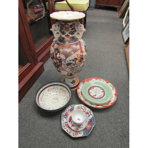 1106 - A collection of Oriental ceramics including large Satsuma vase, 55cm tall, some a/f