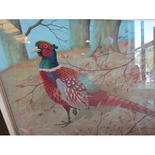 1011 - RALSTON CUDGEON R.S.W. (Scottish, 1910-1984): Cock pheasant in woodland setting.  Watercolour and go... 