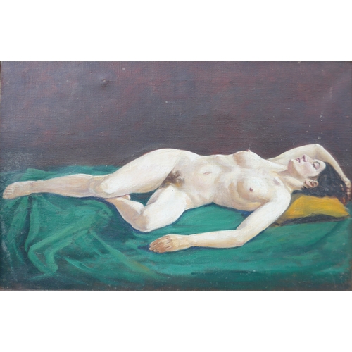 7054 - ALFRED RICHARD BLUNDELL (1883-1968) An oil on canvas, female nude reclining. Unsigned but with 'Alfr... 