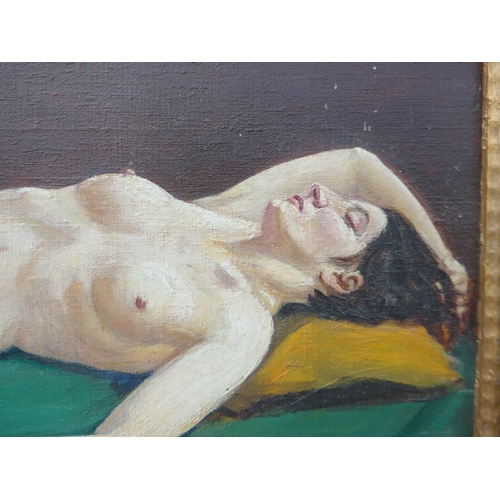 7054 - ALFRED RICHARD BLUNDELL (1883-1968) An oil on canvas, female nude reclining. Unsigned but with 'Alfr... 