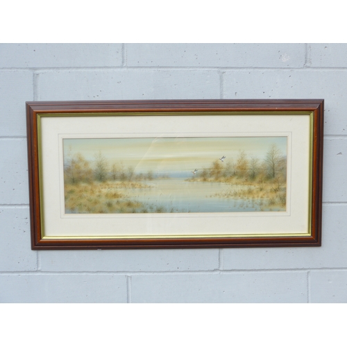 7079 - STEPHEN FRANCIS ALLEN (XX) A framed and glazed watercolour, Mallards coming in to land on winter lak... 