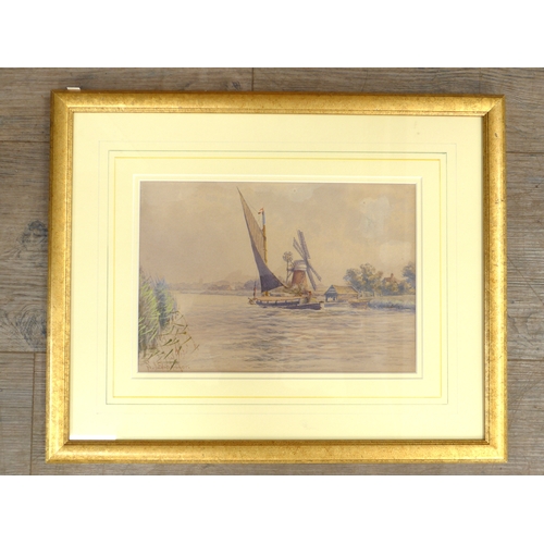 7064 - STEPHEN JOHN BATCHELDER (1849-1932) A framed and glazed watercolour, 'Oby Mill near Acle'. Signed bo... 