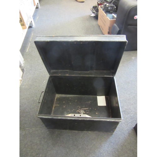 1636 - A metal deed box with twin carrying handles