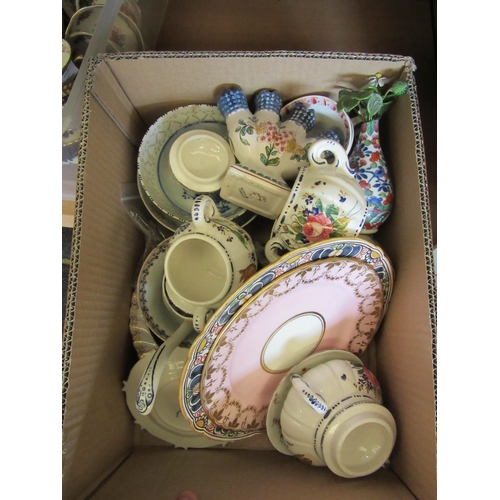 1641 - A box of mixed ceramics including tulip holder, Belleek plate  etc