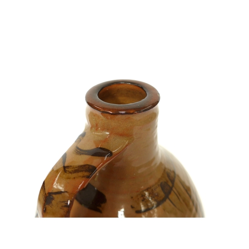 7156 - MICHAEL CARDEW (1901-1983) A Winchcombe Pottery bottle flagon with painted tenmuko detail over slip.... 