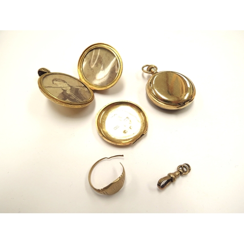 6105 - A gold continental fob watch, back hinge a/f stamped 18c 0.755, 40.7g, gold signet ring, broken, 9ct... 