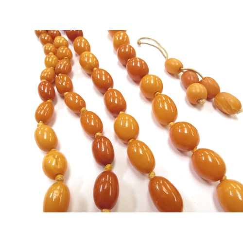 6419 - A graduated amber bead necklace, 95cm long, 57.7g