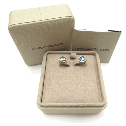 6001 - MARCO BICEGO A pair of 18ct Yellow Gold Jaipur Colour Collection blue topaz stud earrings, 2.7g, box... 