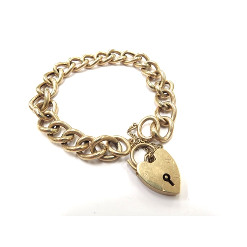 6171 - A 9ct gold hollow link bracelet with padlock clasp, 18cm long, 11.5g