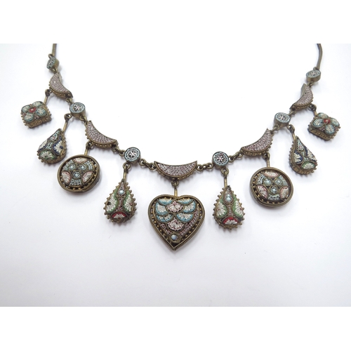 6422 - A micro mosaic chandelier necklace on metal chain