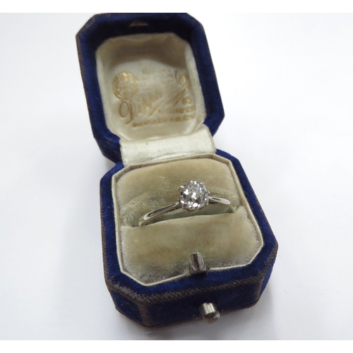 6150 - An 18ct white gold platinum set diamond solitaire 0.50ct approx. Size P, 1.8g