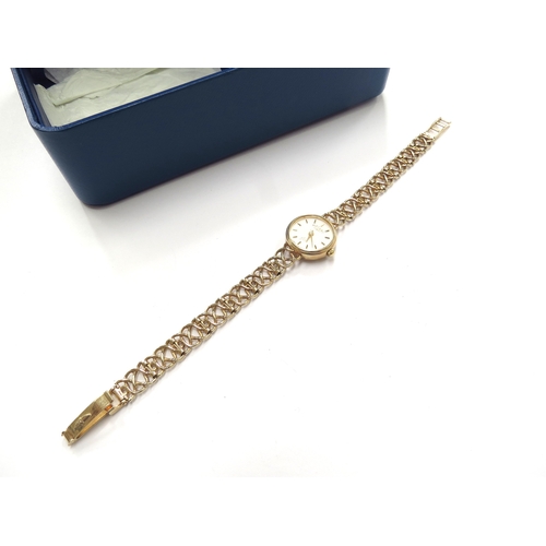 6361 - A lady's Rotary 9ct gold watch with gold weave strap, 15.3g