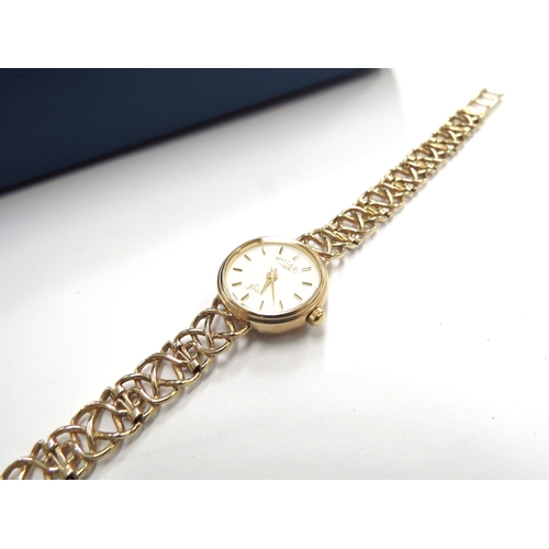 6361 - A lady's Rotary 9ct gold watch with gold weave strap, 15.3g