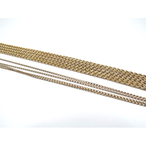 6371 - Two gold neck chains both 9ct gold, 80cm and 66cm long, 11.8g