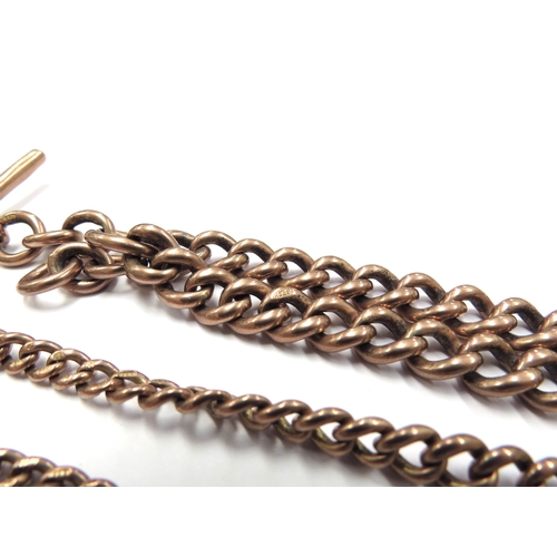 6289 - A 9ct rose gold graduated link watch chain, each link stamped with T-bar, 48cm long, 59.5g