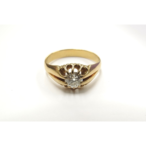 6293 - A gent's diamond solitaire ring set in open mount, 0.75ct approx, unmarked gold shank. Size Z1, 7.3g