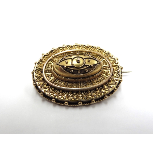 6366 - A 15ct gold oval brooch with photograph panel to back, Chester1888, 5.4g total