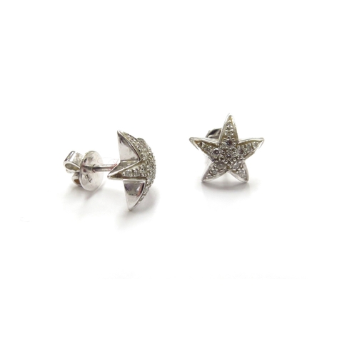 6017 - A pair of 18ct white gold diamond studded 