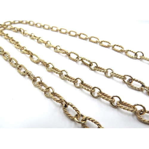 6190 - A gold neck chain, oval rope-twist links connected by plain circular links, stamped 375, 68cm long, ... 