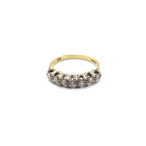 6275 - An 18ct gold seven stone diamond half hoop ring. Size N/O, 3.1g