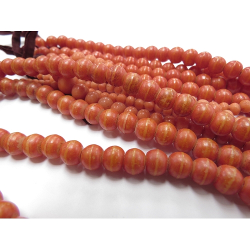 6114 - Three coral bead necklaces