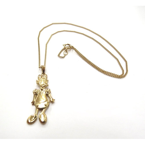 6202 - An 18ct gold Daisy Duck pendant 3.3g hung on a metal chain