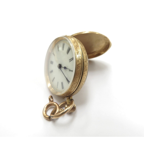 6356 - A Continental gold engraved pocket watch, stamped 18k, 24.6g total