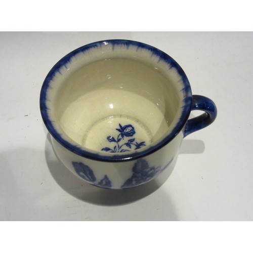 1008 - A box of miscellaneous ceramics to include a flow blue jardiniere, ironstone miniature chamber pot, ... 