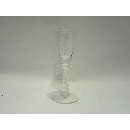 1022 - A single cordial glass on spiral twist stem in the Georgian style, 18cm tall.