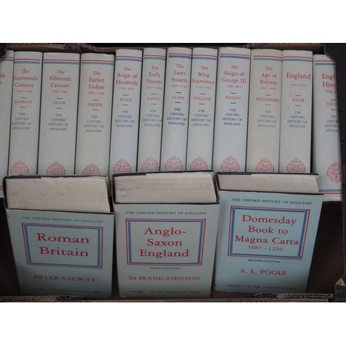 1076 - A box of Oxford History of England books, all fifteen volumes from 'Anglo-Saxon England' through to ... 