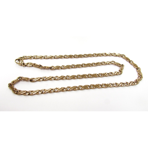 6068 - A 9ct gold heavy flat link necklace, 60cm long, 34.4g