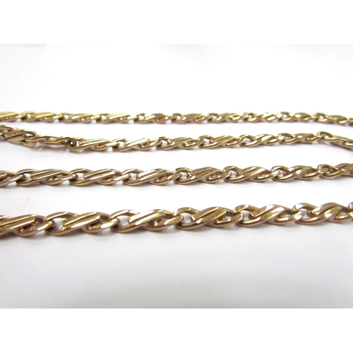 6068 - A 9ct gold heavy flat link necklace, 60cm long, 34.4g