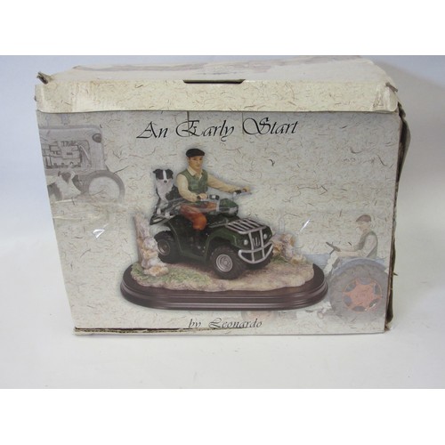 1078 - A Leonardo painted resin countryside figure “An Early Start” of shepherd driving quadbike, 17.5x23x1... 