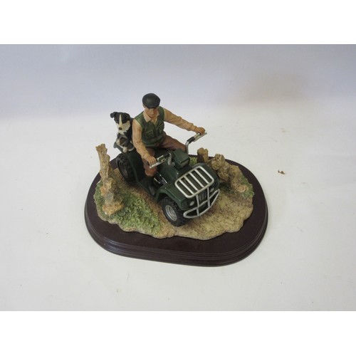 1078 - A Leonardo painted resin countryside figure “An Early Start” of shepherd driving quadbike, 17.5x23x1... 