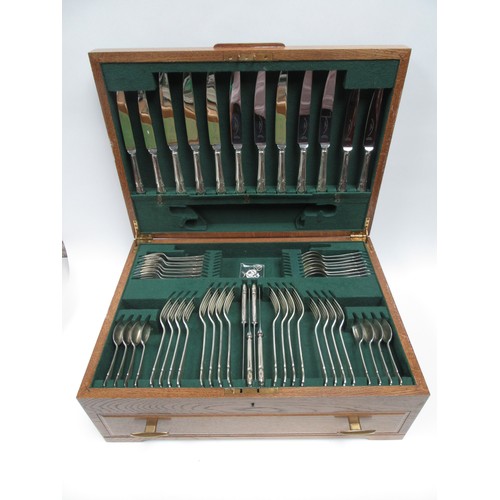 6324 - John B Chatterley & Sons Ltd, silver canteen of cutlery for eight place settings in fitted case, She... 